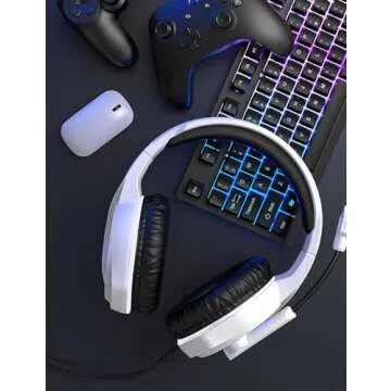 ZIUMIER Z20 White Gaming Headset for PC PS4 PS5 Xbox One Xbox Series S/X, Wired Over-Ear Headphone with Noise Canceling Microphone, RGB LED Light, Bass Surround Sound