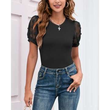 Stylish MIRALUNA Swiss Dot Mesh Bodysuit for Women