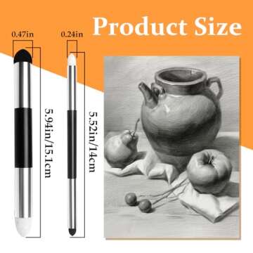 2 Pcs Double Headed Blending Sponge Pens Reusable Drawing Art Soft Pastel Blending Tools Sketch Wipe...