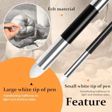 2 Pcs Double Headed Blending Sponge Pens Reusable Drawing Art Soft Pastel Blending Tools Sketch Wipe Washable Pencil Sketch Brush for Artist Professional Highlight Shadow Detail Correcting Tools ﻿