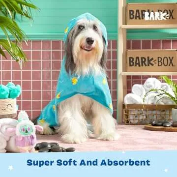 BARK Dog Bathrobe - Fast Drying Bathrobe with Velcro Closure & Wrap Tie Snuggle, Cute Dog Clothes, Easy to Clean, Machine Washable, Dog Coats for Medium Dogs, Tumble Dry Low | Rubber Duck, Medium