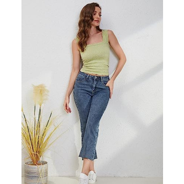 MISSACTIVER Women’s Floral Square Neck Crop Tank Top