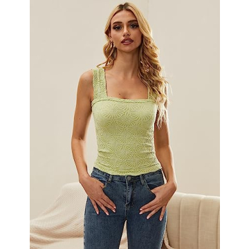 MISSACTIVER Women’s Floral Square Neck Crop Tank Top