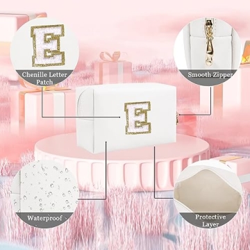 Personalized Makeup Bag with Initial for Women and Girls