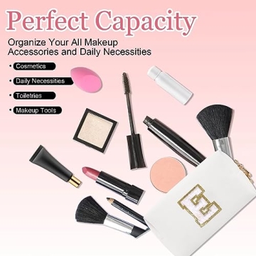 Personalized Makeup Bag with Initial for Women and Girls