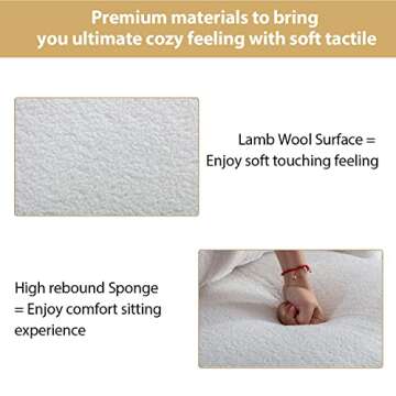 INZOY Swivel Barrel Chair with Lamb Wool Fabric, White Swivel Accent Chair, Sherpa Swivel Chair with Plump Pillow, Comfy Round Accent Chair for Living Room, Swivel Round Chair with Removable Cushion