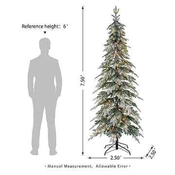 Pre-Lit Flocked Pencil Spruce Christmas Tree 7.5ft