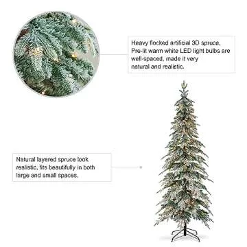 Pre-Lit Flocked Pencil Spruce Christmas Tree 7.5ft