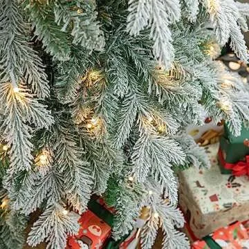 Pre-Lit Flocked Pencil Spruce Christmas Tree 7.5ft