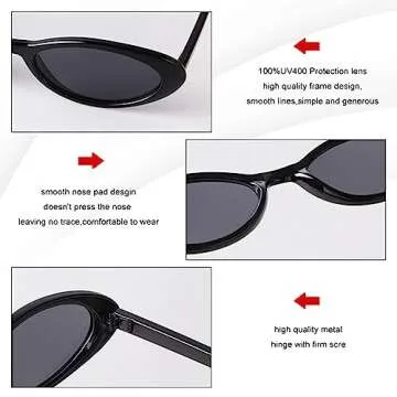 VIA LEECA Retro 90s Oval Sunglasses for Women