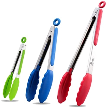 Premium Locking Kitchen Tongs Set of 3 – Stainless Steel