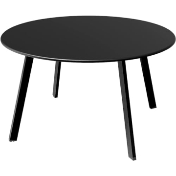 Grand Patio Round Steel Patio Coffee Table, Weather Resistant Outdoor Large Side Table, Black