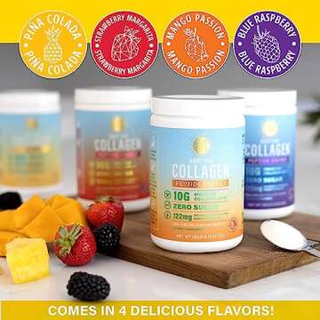 ABOUT YOUR COLLAGEN Peptide Energy Collagen Powder Hair, Nail, Skin, Type I & III,Caffeine for Energy, Vitamin C, Biotin, Hyaluronic Acid, Zero Sugar – 8.92 oz (Strawberry Margarita)