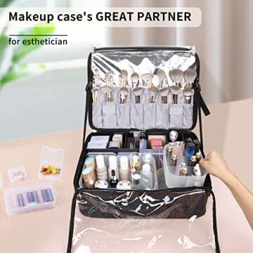 OCHEAL Makeup Organizer Case,Stackable Clear Makeup Organizer Holder, Multi-size Makeup Case Vanity Storage Holder Set for Makeup, Jewelry, toiletries,Makeup Artist Must Have