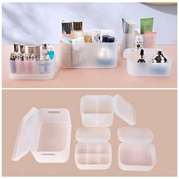 OCHEAL Makeup Organizer Case,Stackable Clear Makeup Organizer Holder, Multi-size Makeup Case Vanity Storage Holder Set for Makeup, Jewelry, toiletries,Makeup Artist Must Have