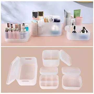 OCHEAL Makeup Organizer Case,Stackable Clear Makeup Organizer Holder, Multi-size Makeup Case Vanity Storage Holder Set for Makeup, Jewelry, toiletries,Makeup Artist Must Have