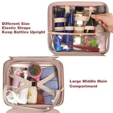 MATEIN Hanging Toiletry Bag for Women, Travel Makeup Bag with Swivel Hook, Large Waterproof Cosmetic Bags TSA Approved Travel Organizer for Full Sized Container, Shampoo, Cosmetics, Accessories, White