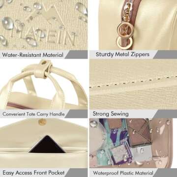 MATEIN Hanging Toiletry Bag for Women, Travel Makeup Bag with Swivel Hook, Large Waterproof Cosmetic Bags TSA Approved Travel Organizer for Full Sized Container, Shampoo, Cosmetics, Accessories, White