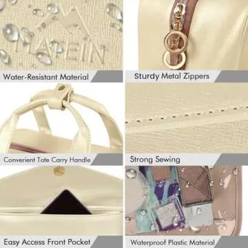 MATEIN Hanging Toiletry Bag for Women, Travel Makeup Bag with Swivel Hook, Large Waterproof Cosmetic Bags TSA Approved Travel Organizer for Full Sized Container, Shampoo, Cosmetics, Accessories, White