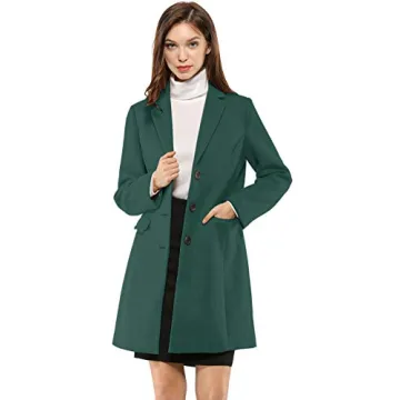 Allegra K Women's 2024 Pea Coat for Stylish Winter Warmth in Green