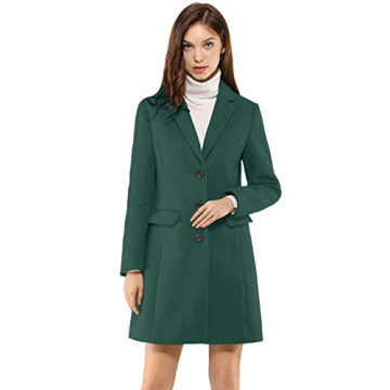 Allegra K Women's Pea Coat Single Breasted Long Winter Coat