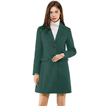 Allegra K Women's Pea Coat Single Breasted Long Winter Coat