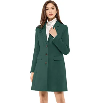 Allegra K Women's Pea Coat Single Breasted Long Winter Coat