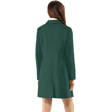 Allegra K Women's Pea Coat Single Breasted Long Winter Coat