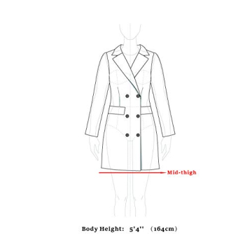 Allegra K Women's Pea Coat Single Breasted Long Winter Coat