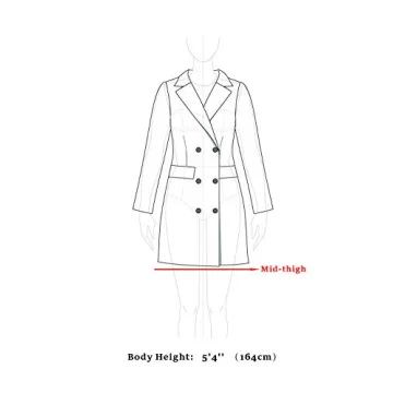 Allegra K Women's Pea Coat Single Breasted Long Winter Coat