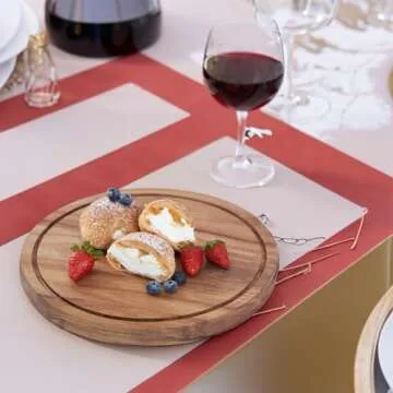 Cake Stand with Lid, Acacia Wood 12in Round Cake Holder, 2-in-1 Dessert Table Display Set & Charcute...