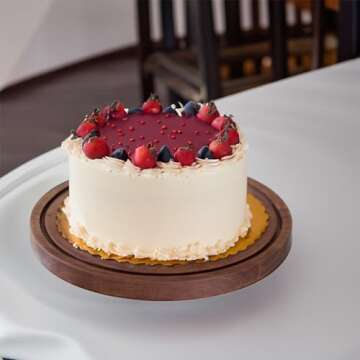 Cake Stand with Lid, Acacia Wood 12in Round Cake Holder, 2-in-1 Dessert Table Display Set & Charcuterie Board for Cheese, Chips & Dips, Nachos, Fruit Platter, Large Acrylic Cake Dome Cover