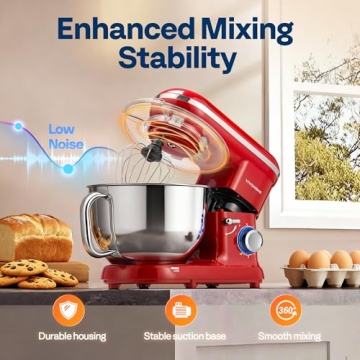 VIVOHOME 660W Stand Mixer with 6 Quart Capacity and Attachments