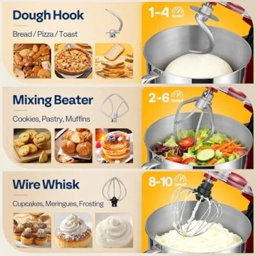 VIVOHOME 660W Stand Mixer with 6 Quart Capacity and Attachments