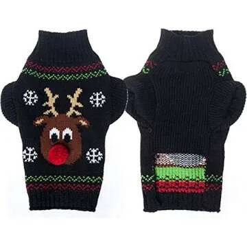 BOBIBI Dog Sweater for Christmas Cartoon Reindeer Pet Cat Winter Knitwear Warm Clothes Medium