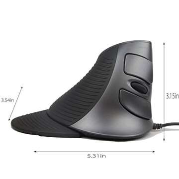 Ergonomic Wired Mouse with Removable Palm Rest and DPI