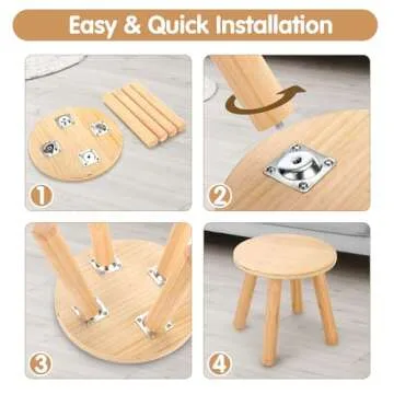 Wingyz Wooden Step Stools for Kids, 10 Inch Solid Kids Chairs Perfect Matched Sensory Table, Multi-Purpose Children Sitting Stool for Playroom Bathroom (Natural, 2 Pack)