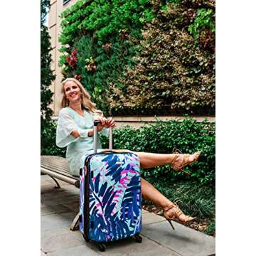 American Tourister Moonlight Hardside Expandable Luggage with Spinner Wheels, Palm Trees, Checked-Large 28-Inch