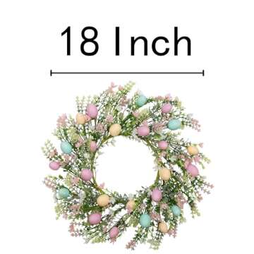 VGIA 18 Inch Easter Wreath - Pastel Eggs & Mixed Twigs for Spring Decorations