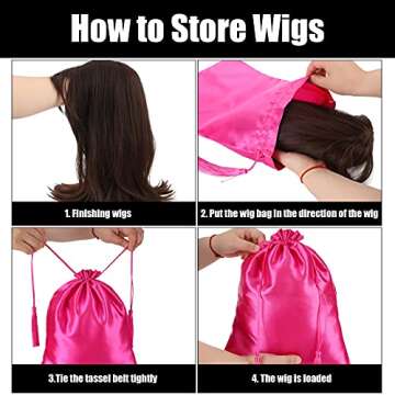 6-Piece Satin Wig Bags - Stylish, Durable Storage Solution
