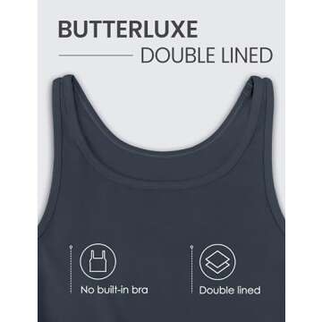 CRZ YOGA Womens Butterluxe Double Lined Workout Tank Tops Scoop Neck Racerback Cropped Casual Sleeveless Shirt True Navy Medium