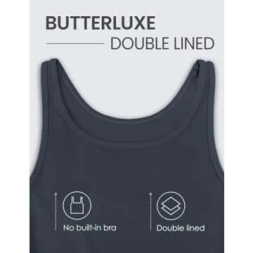 CRZ YOGA Womens Butterluxe Double Lined Workout Tank Tops Scoop Neck Racerback Cropped Casual Sleeveless Shirt True Navy Medium