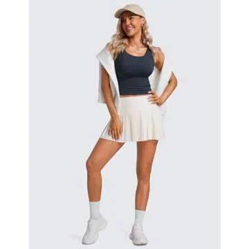 CRZ YOGA Womens Butterluxe Double Lined Workout Tank Tops Scoop Neck Racerback Cropped Casual Sleeveless Shirt True Navy Medium