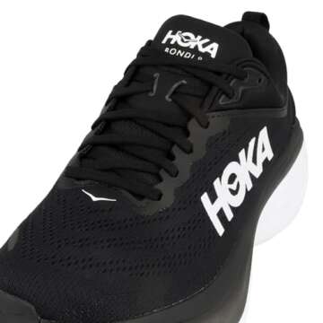 Hoka Women's Bondi 8 Sneaker, Black/White, 6.5