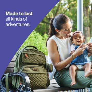 BabbleRoo Diaper Bag Backpack, Travel Backpack with Changing Pad, Pacifier Case & Stroller Straps, Multifunction, Waterproof, Unisex – Black