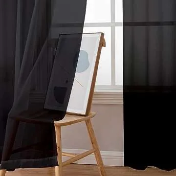 Aiyufeng 2 Panels Extra Long Sheer Window Curtains 120 Inches Length, Elegant Window Voile Panels/Drapes/Scarf/Treatment/Backdrop for Living Room Wedding Party Home Decor (40W x 120L inches, Black)