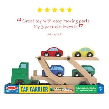 Melissa & Doug Car Carrier Truck & Cars Set - Durable Wooden Toy