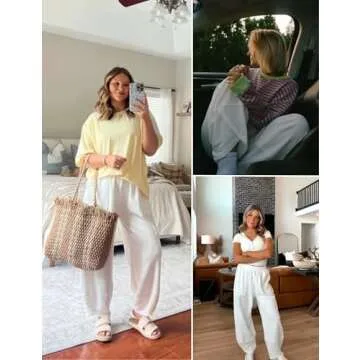 Stylish Xiaoxuemeng Women's Baggy Wide Leg Casual Pants
