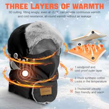 Sukeen Trapper Hats Windproof Winter Hat Water Repellent‌ Warm Hat Lightweight Earflap Hat with Mask for Cold Snow Weather