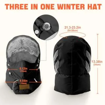 Sukeen Trapper Hats Windproof Winter Hat Water Repellent‌ Warm Hat Lightweight Earflap Hat with Mask for Cold Snow Weather